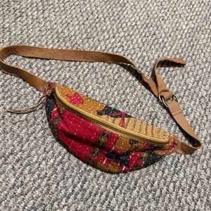 Anabaglish boho leather slide strap Fanny pack zipper closure